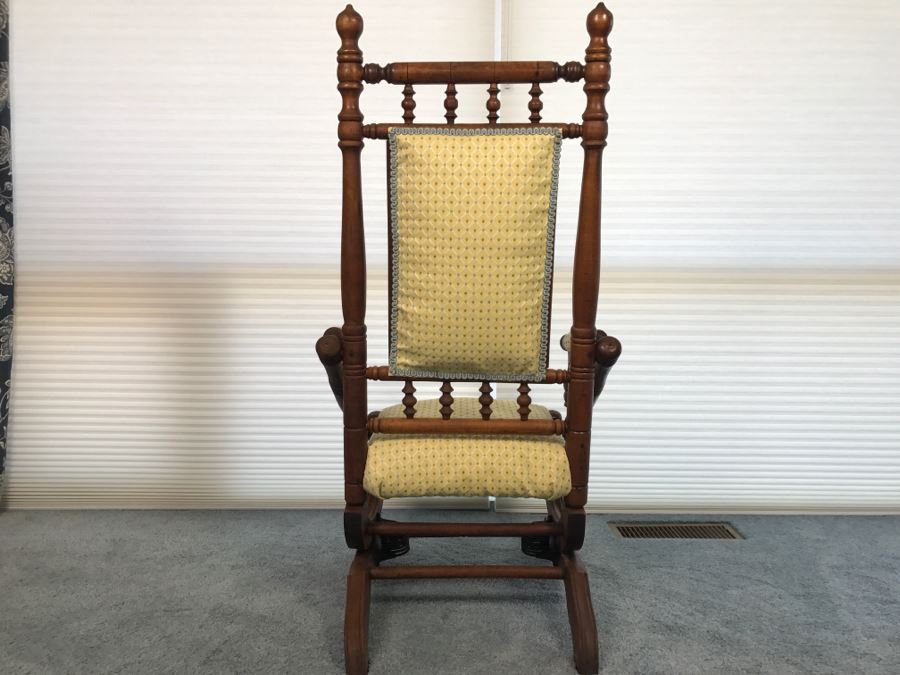 Antique Turned Wood Platform Rocking Chair [Photo 15]
