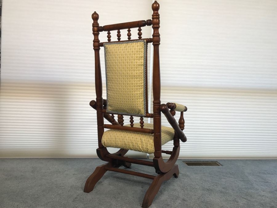 Antique Turned Wood Platform Rocking Chair [Photo 13]