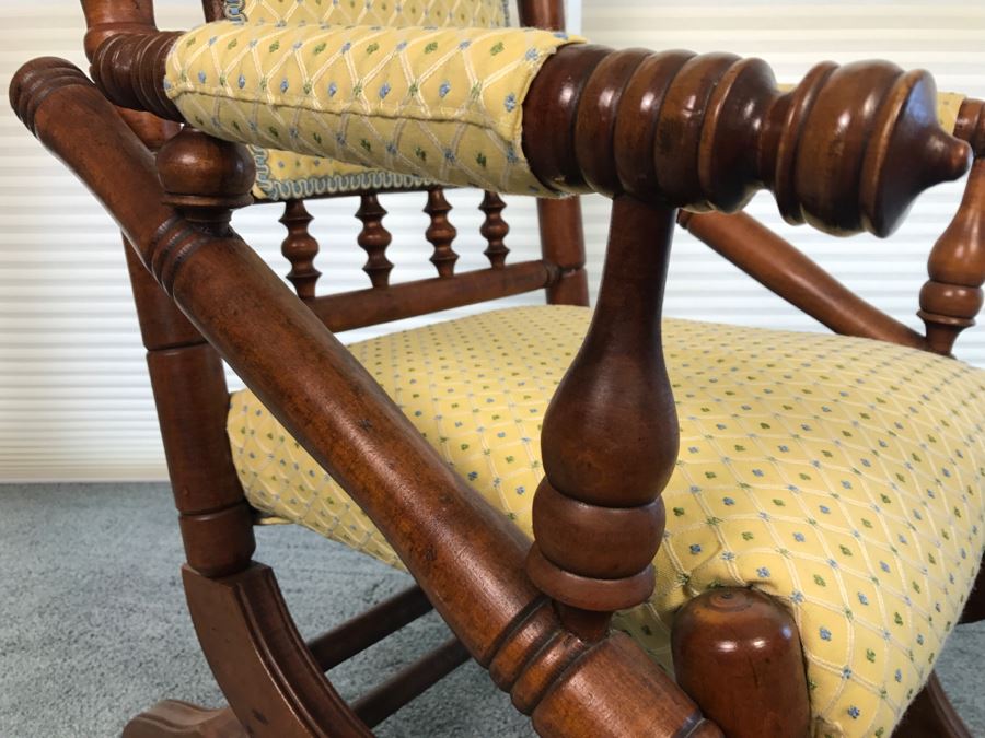 Antique Turned Wood Platform Rocking Chair [Photo 10]