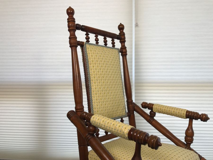 Antique Turned Wood Platform Rocking Chair [Photo 9]