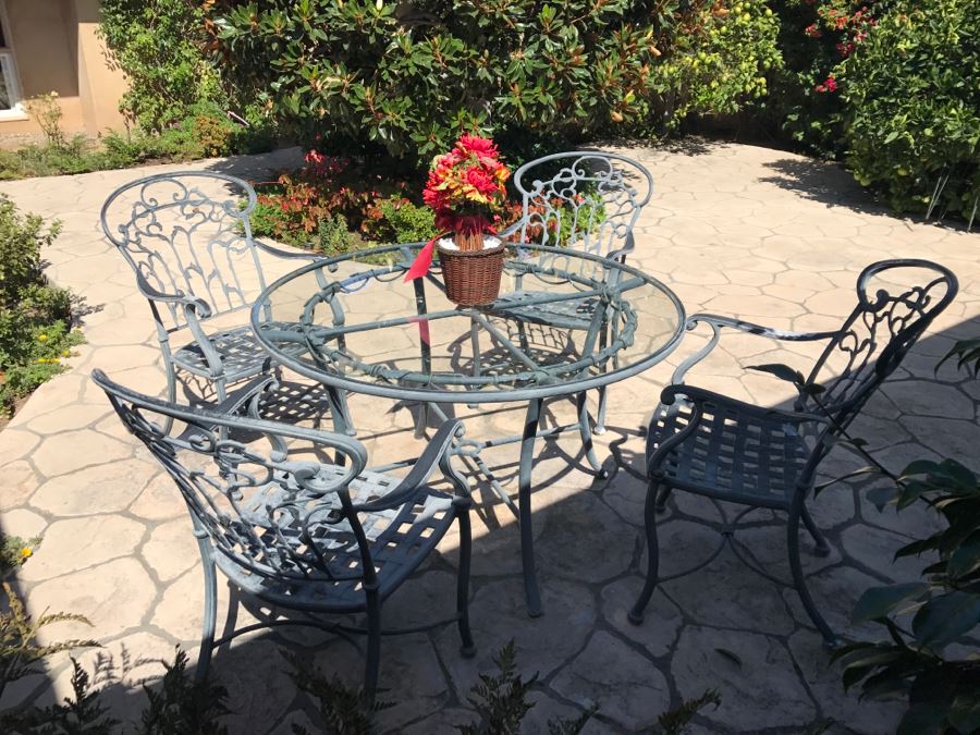 Ethan Allen Aluminum Outdoor Patio Furniture Set With Vine Motif 4 ...