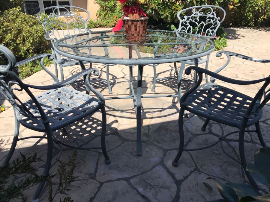 Ethan Allen Aluminum Outdoor Patio Furniture Set With Vine Motif 4 ...