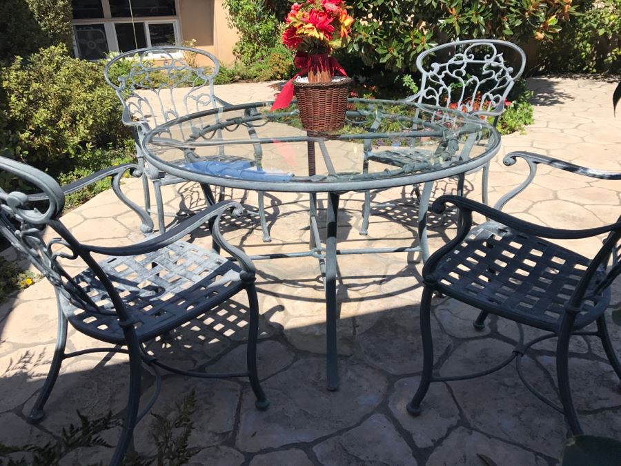 Ethan Allen Aluminum Outdoor Patio Furniture Set With Vine Motif 4 ...