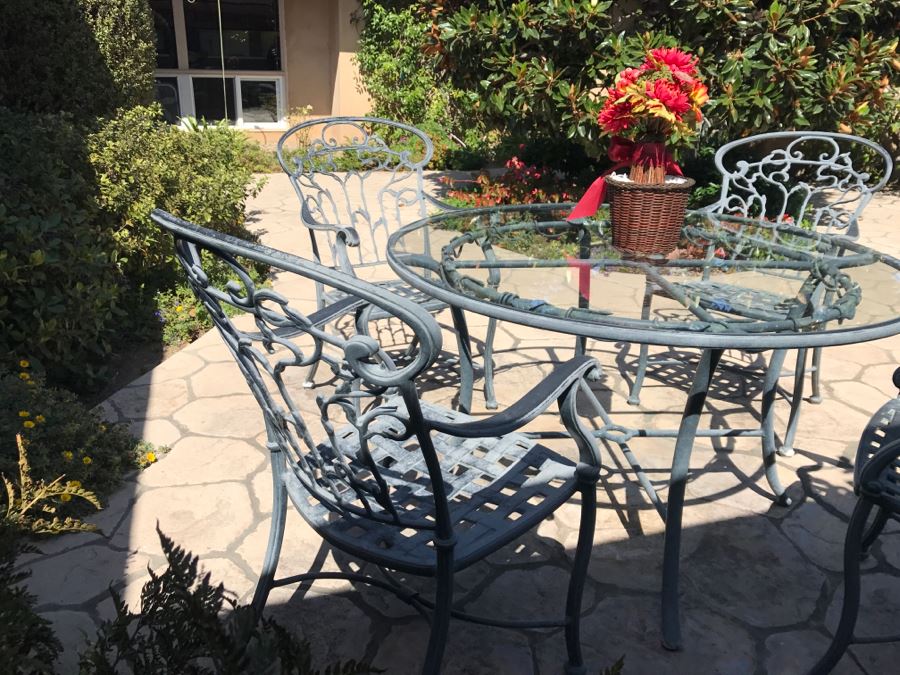 Ethan Allen Aluminum Outdoor Patio Furniture Set With Vine Motif 4 ...