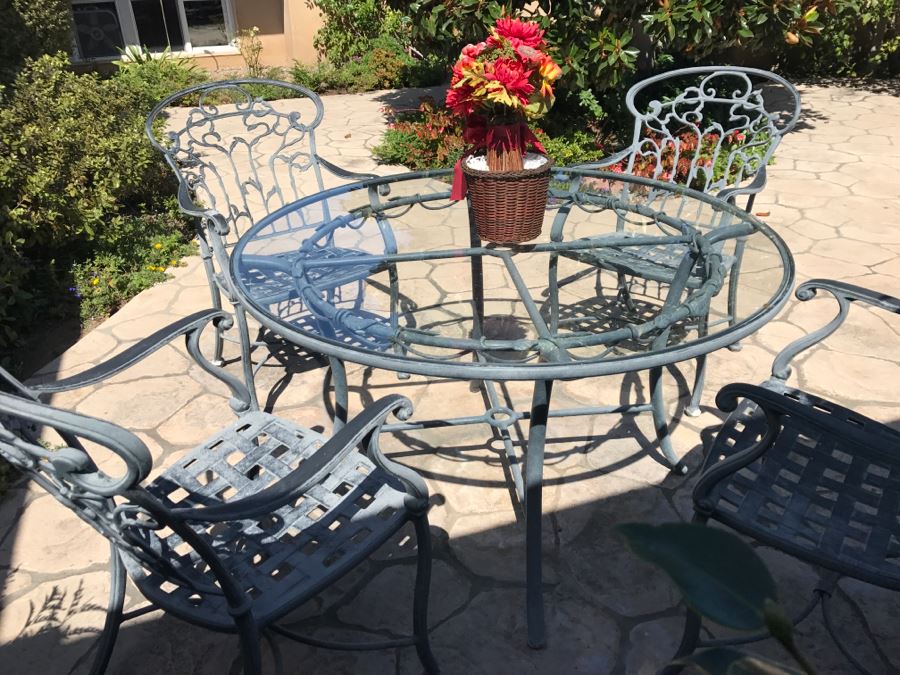 Ethan Allen Aluminum Outdoor Patio Furniture Set With Vine Motif 4 ...