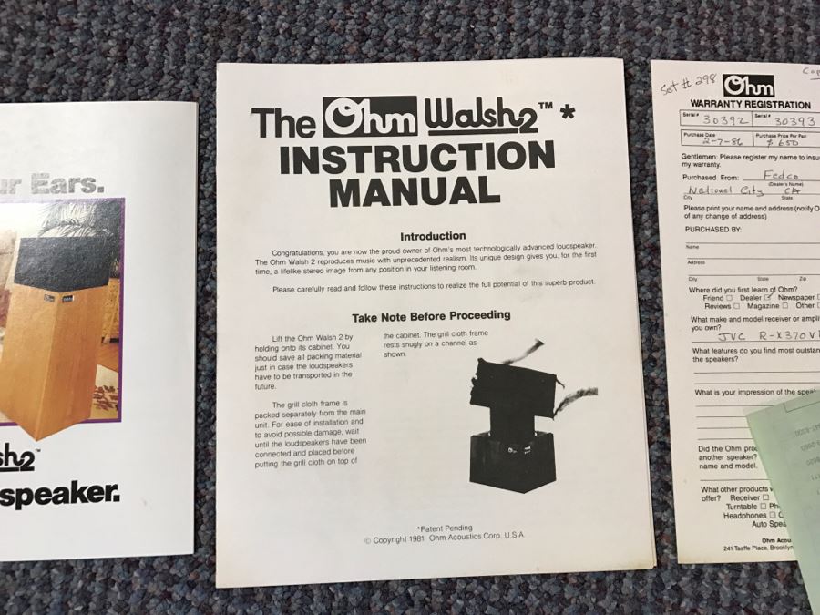 Vintage Hi-Fi Ohm Walsh 2 Loudspeakers Speakers Working Sound Great [Photo 10]