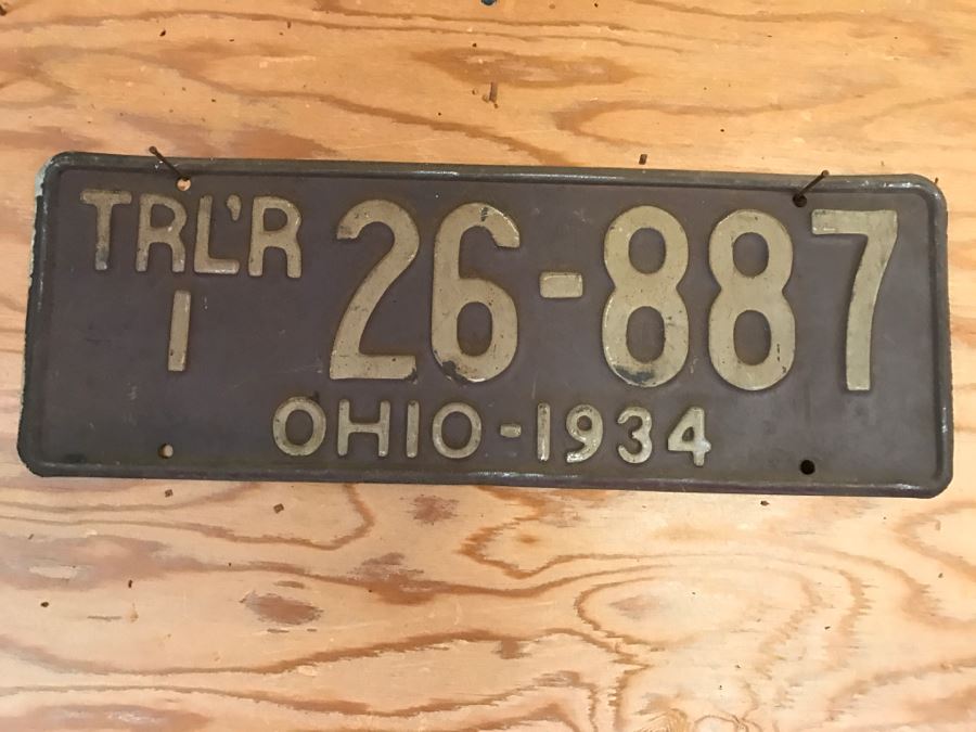 Vintage 1934 OHIO Trailer License Plate [Photo 2]