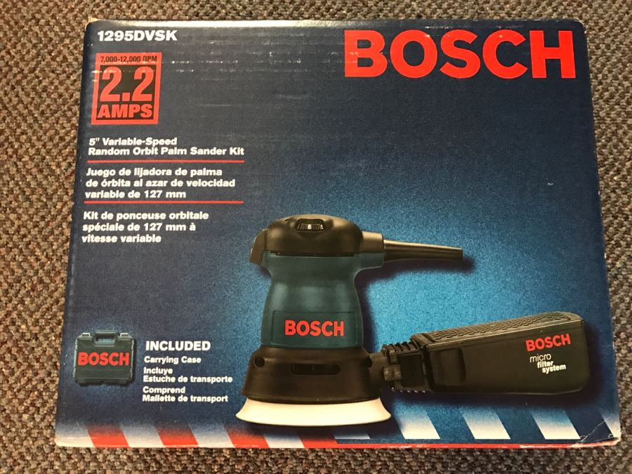 BOSCH 5' Variable-Speed Random Oribit Palm Sander Kit New In Box [Photo 1]