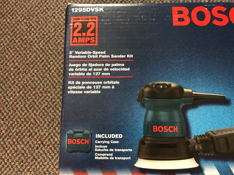 BOSCH 5' Variable-Speed Random Oribit Palm Sander Kit New In Box [Photo 5]