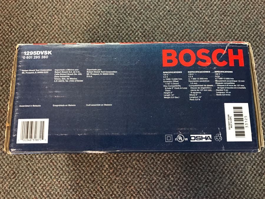 BOSCH 5' Variable-Speed Random Oribit Palm Sander Kit New In Box [Photo 6]