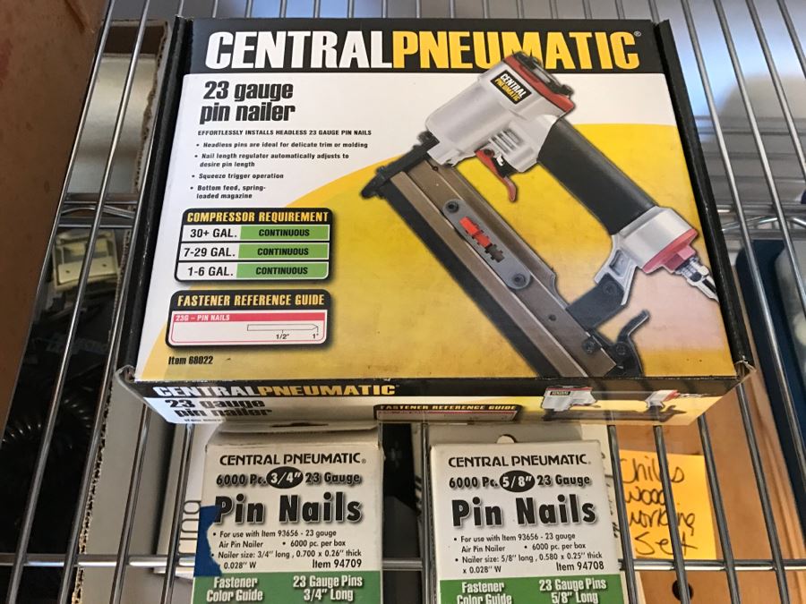 Central Pneumatic 23 Gauge Pin Nailer With Pin Nails