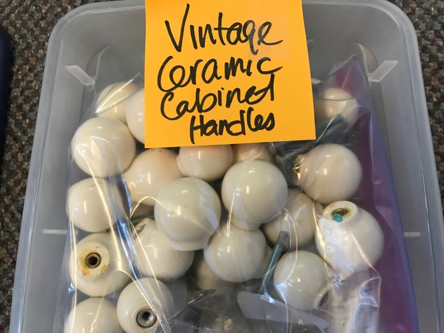 Bin Of Vintage Ceramic Cabinet Handles Pulls [Photo 2]