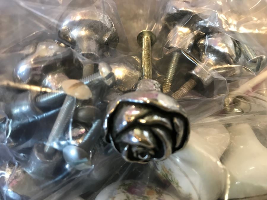 Bin Of Cabinet Handles Pulls Metal Rose Motif [Photo 6]