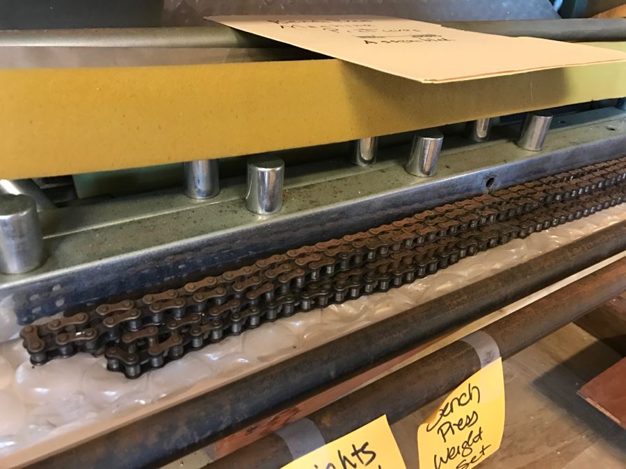 Vintage Weight Lifting Bench Press Machine With Stack Of YORK Weights (Special Safety Design - Use Without Spotter) Sold Unassembled [Photo 6]