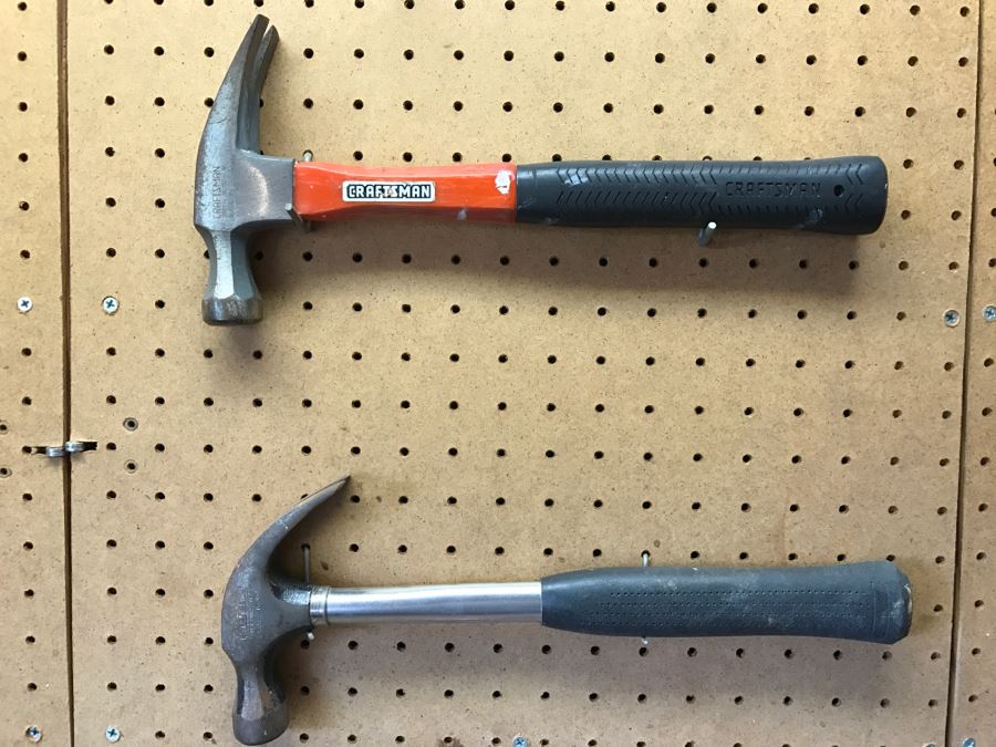 Various Tools Shown On Counter And Wall Including Wiss Shears, Hammers, Screwdrivers, Bolt Cutters, Wrenches And More [Photo 2]