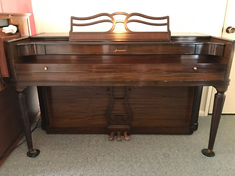 Top Of The Line Baldwin Acrosonic Spinet Piano With Stunning Needlepoint Bench Appraised At $1,489 [Photo 12]