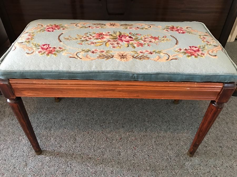 Top Of The Line Baldwin Acrosonic Spinet Piano With Stunning Needlepoint Bench Appraised At $1,489 [Photo 9]