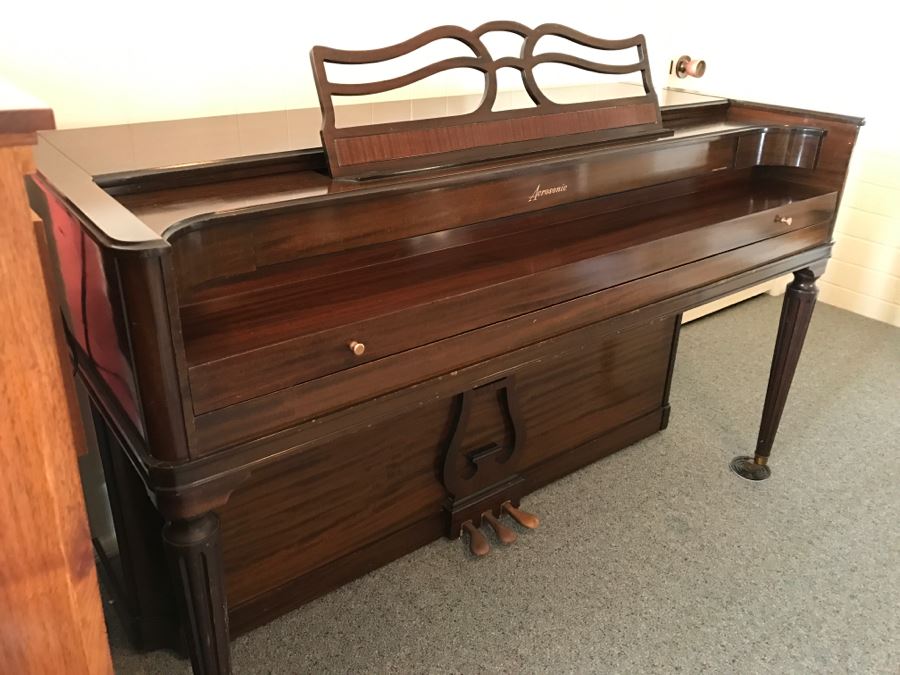 Top Of The Line Baldwin Acrosonic Spinet Piano With Stunning Needlepoint Bench Appraised At $1,489 [Photo 14]