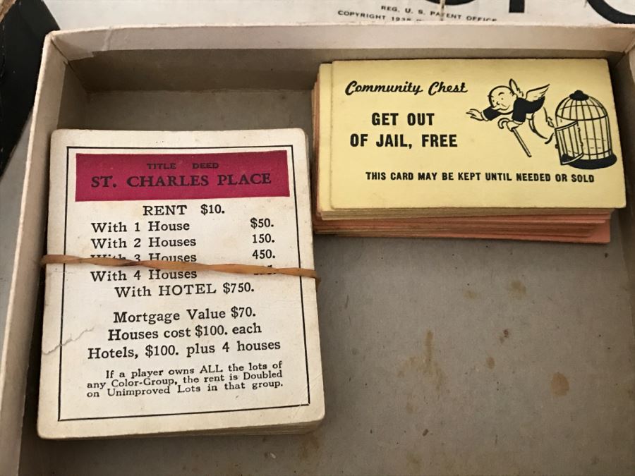 Vintage 1935/1936 Parker Bros Monopoly Board Game With Old Metal Pieces, Money And Cards [Photo 13]