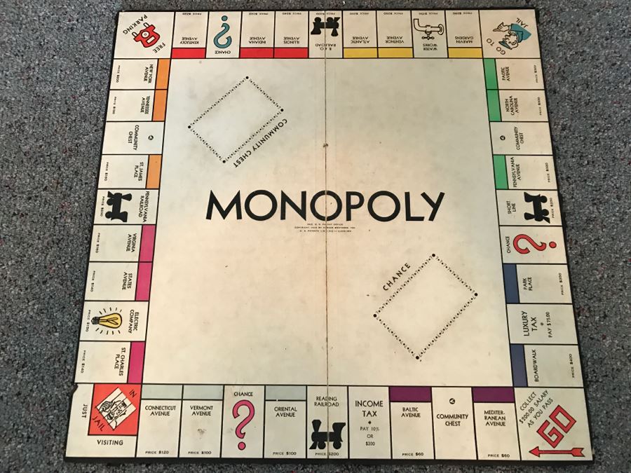 Vintage 1935/1936 Parker Bros Monopoly Board Game With Old Metal Pieces, Money And Cards [Photo 5]