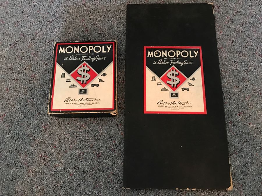 Vintage 1935/1936 Parker Bros Monopoly Board Game With Old Metal Pieces, Money And Cards [Photo 1]