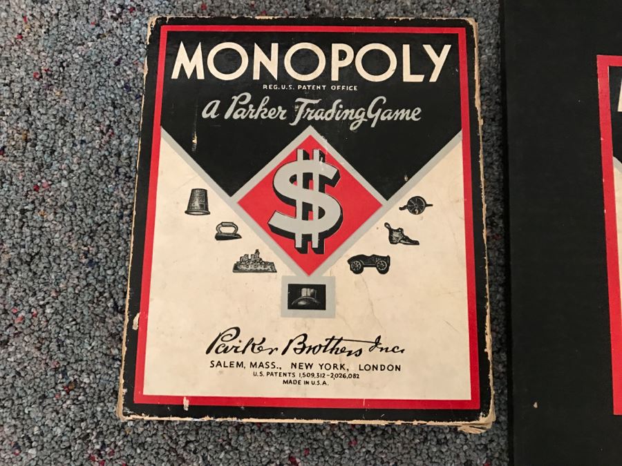 Vintage 1935/1936 Parker Bros Monopoly Board Game With Old Metal Pieces, Money And Cards [Photo 3]