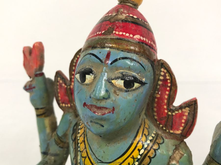 Small Hand Painted Wooden Statue From India [Photo 5]