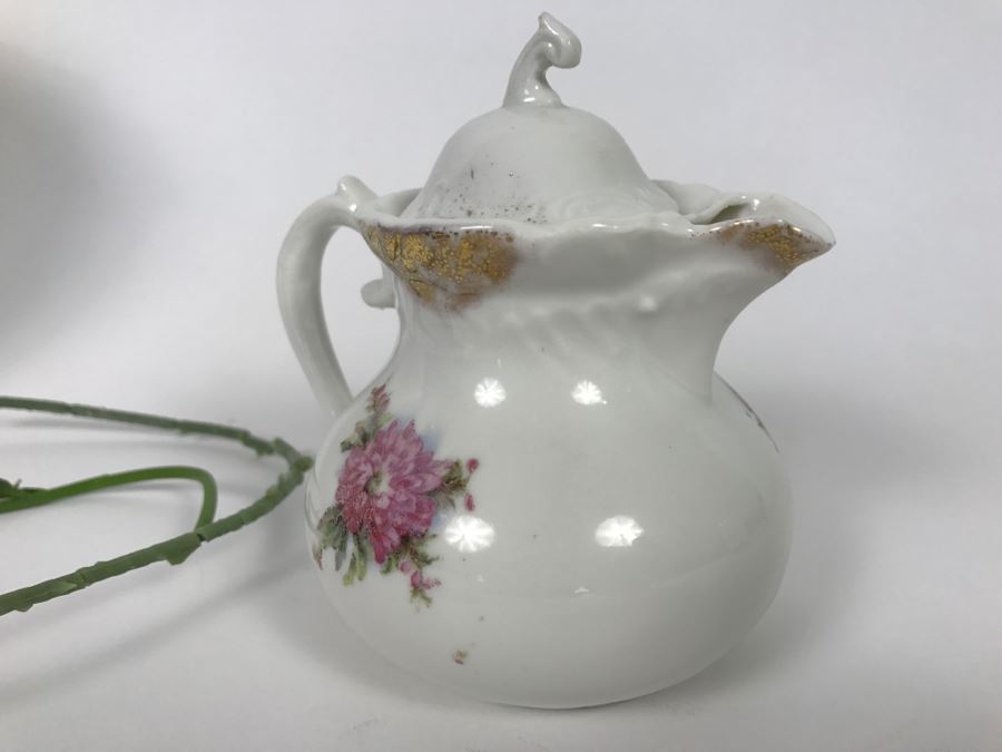 Porcelain Rose Flowers, Vase And Small Pitcher With Bowl [Photo 11]
