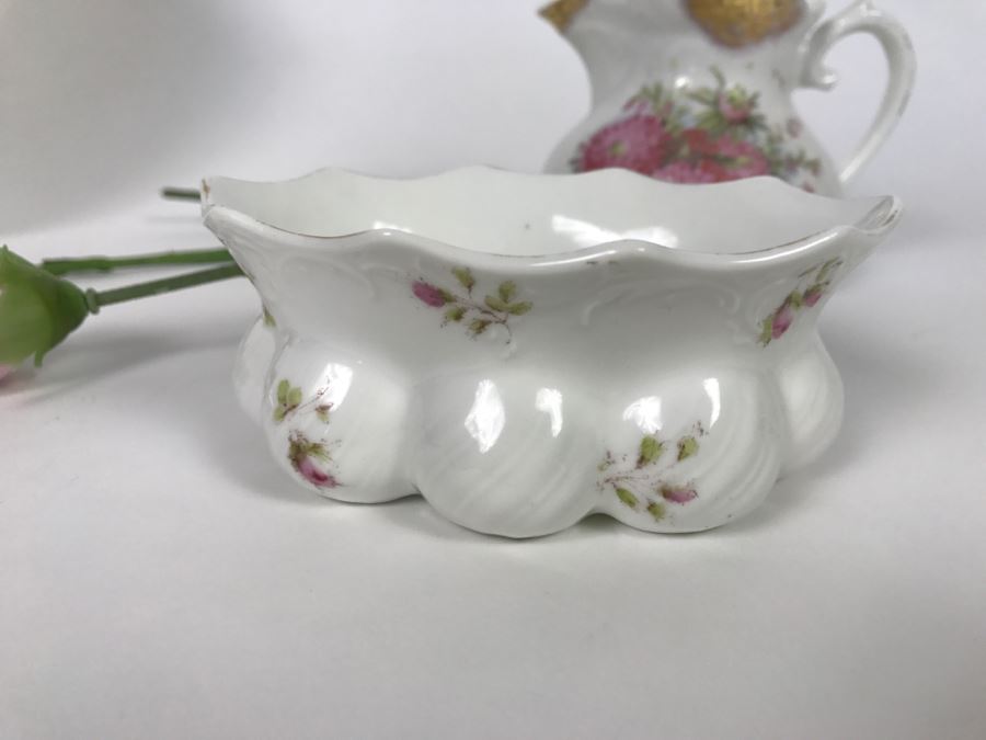 Porcelain Rose Flowers, Vase And Small Pitcher With Bowl [Photo 7]