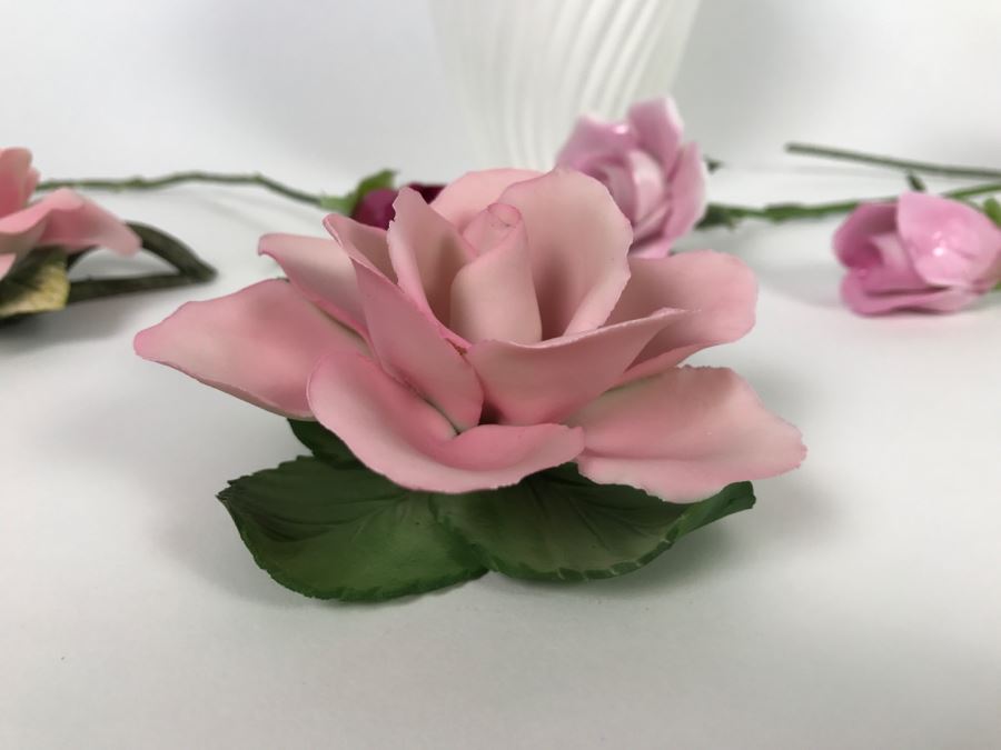 Porcelain Rose Flowers, Vase And Small Pitcher With Bowl [Photo 3]