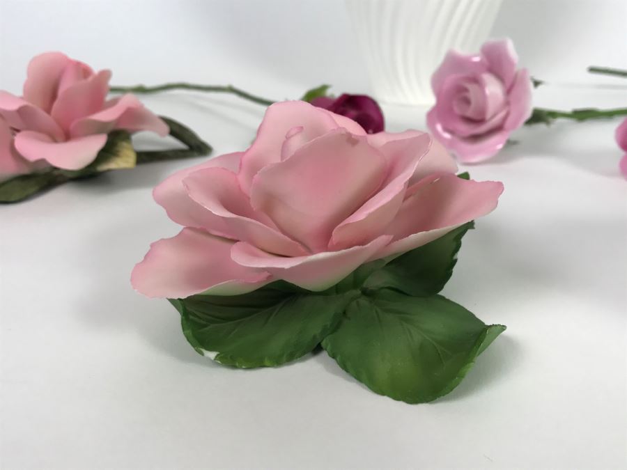 Porcelain Rose Flowers, Vase And Small Pitcher With Bowl [Photo 15]