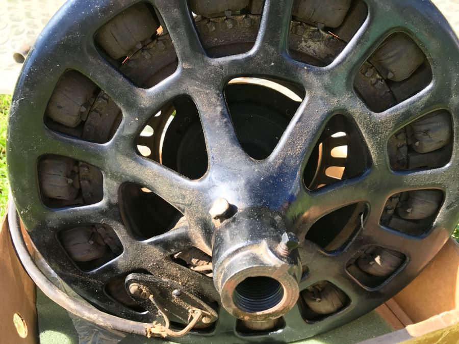 Antique Commercial Grade Mercantile Brass Ceiling Fan Hunter Fan & Motor Co - Very Heavy - Wooden Paddles Have Been Refinished [Photo 13]