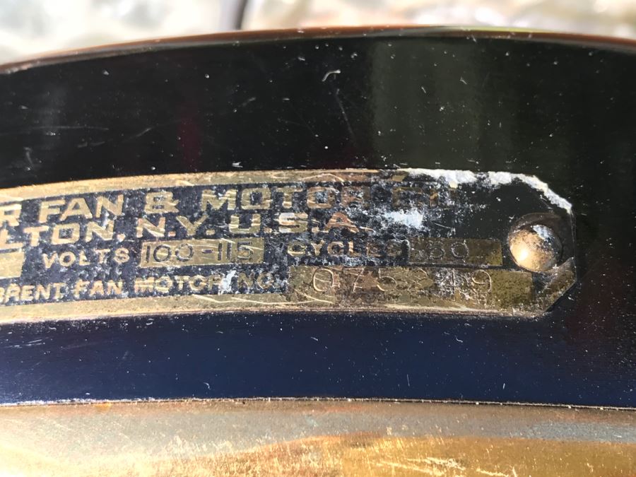 Antique Commercial Grade Mercantile Brass Ceiling Fan Hunter Fan & Motor Co - Very Heavy - Wooden Paddles Have Been Refinished [Photo 7]