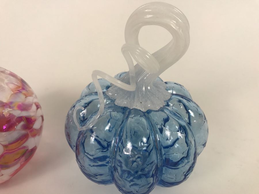 Signed Blue Art Glass Sculpture And California Glass Studio Art Glass Oil Lamp [Photo 4]