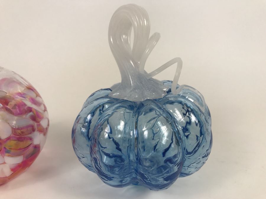 Signed Blue Art Glass Sculpture And California Glass Studio Art Glass Oil Lamp [Photo 6]