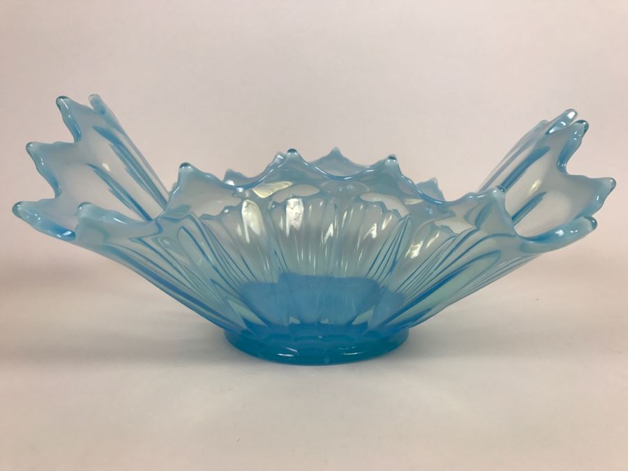 Large Light Blue Art Glass Bowl