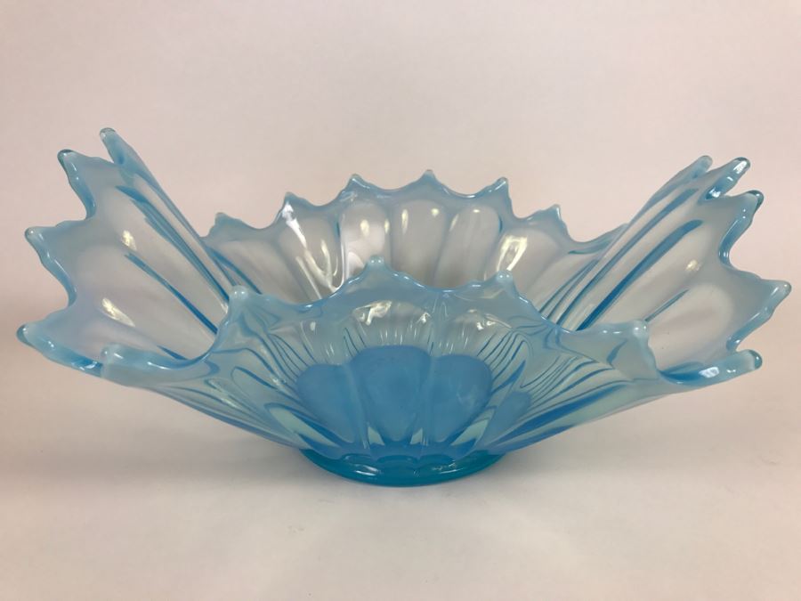 Large Light Blue Art Glass Bowl [Photo 1]