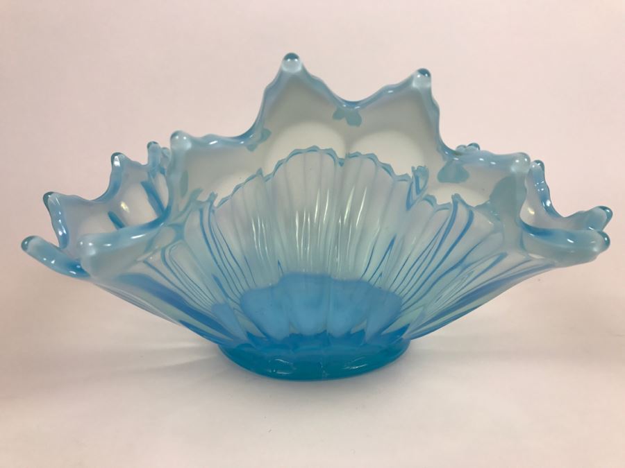Large Light Blue Art Glass Bowl [Photo 6]