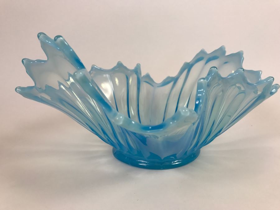 Large Light Blue Art Glass Bowl [Photo 5]