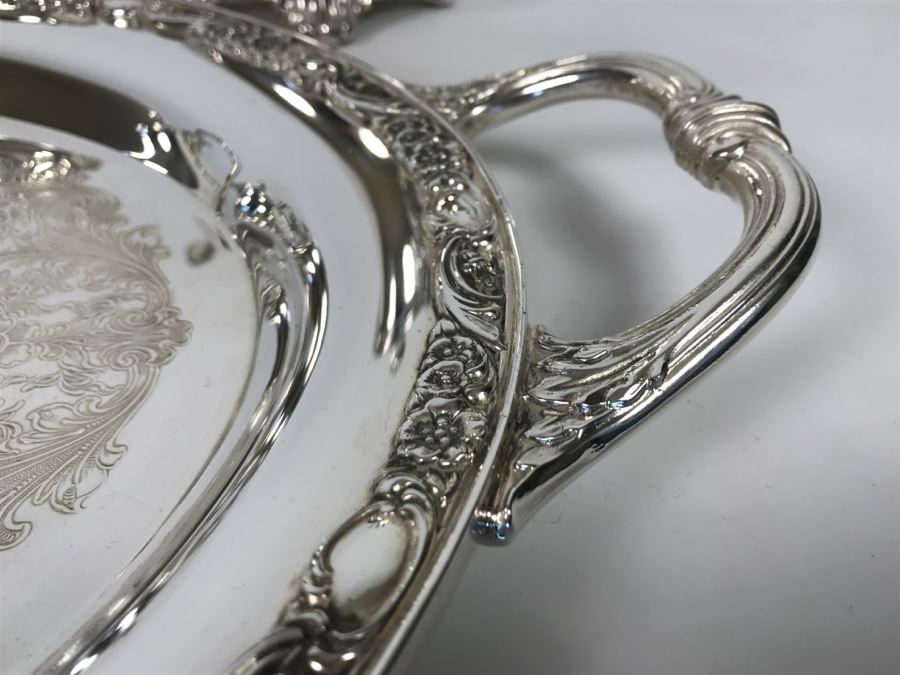 Silverplate Victorian Rose WM Rogers & Son Coffee Pot, Teapot, Creamer, Sugar And Serving Tray [Photo 21]