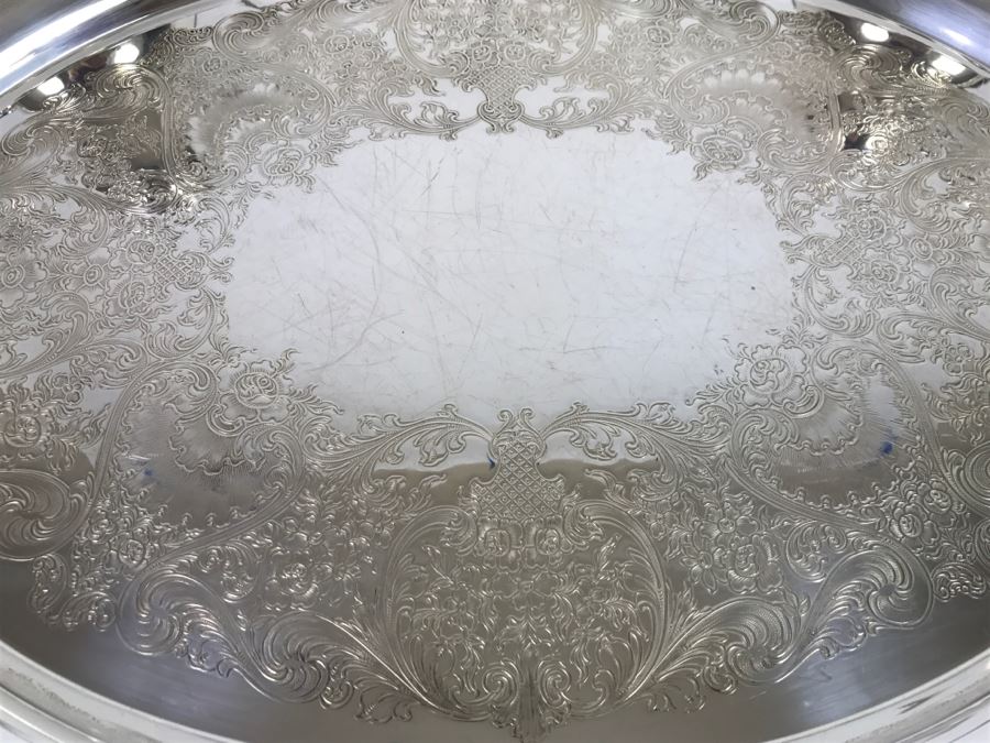 Silverplate Victorian Rose WM Rogers & Son Coffee Pot, Teapot, Creamer, Sugar And Serving Tray [Photo 20]