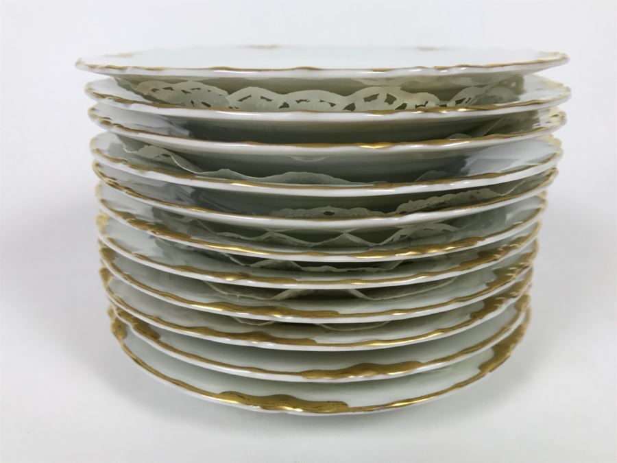 (11) Gold Rimmed Hor D'oeuvres Plates Q & E G Royal Austria [Photo 3]