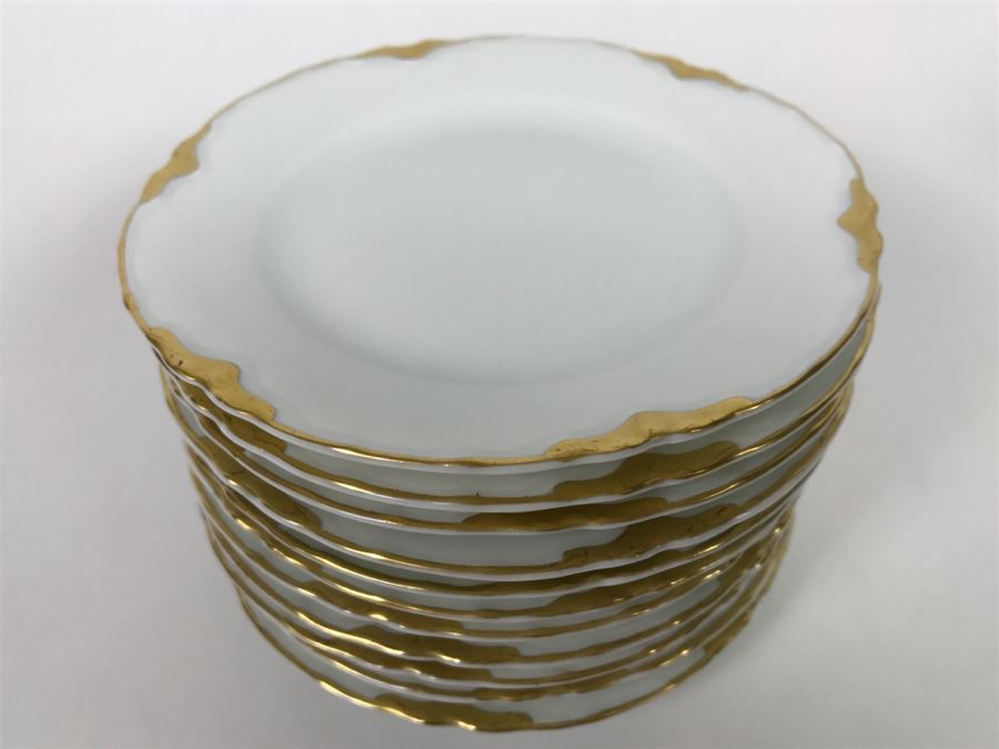 (11) Gold Rimmed Hor D'oeuvres Plates Q & E G Royal Austria [Photo 2]