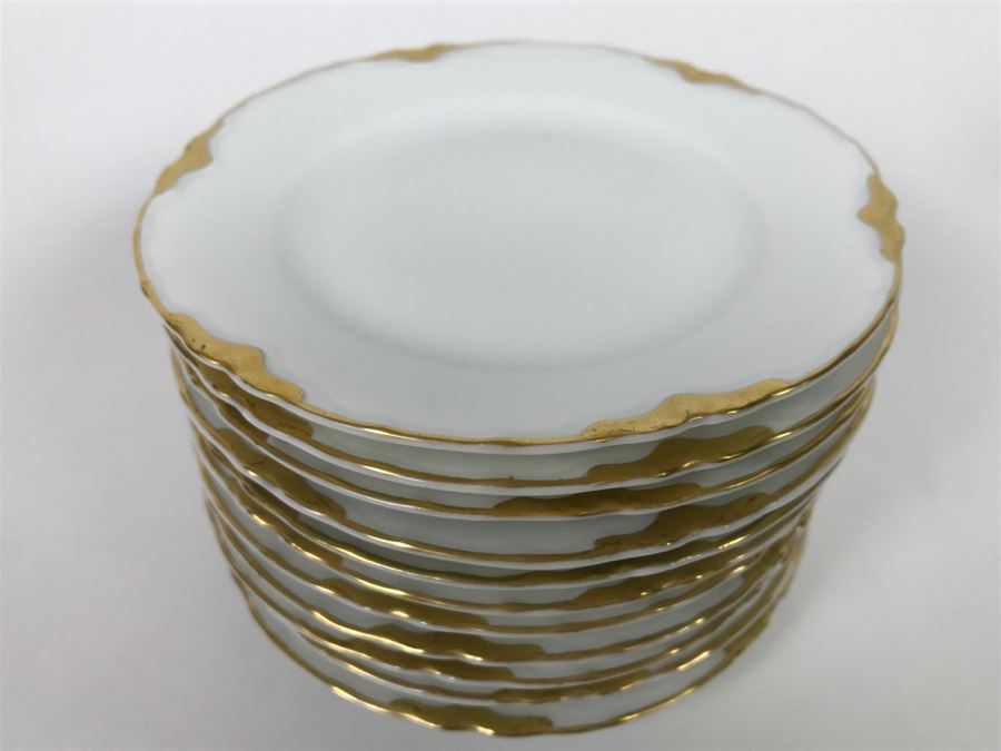 (11) Gold Rimmed Hor D'oeuvres Plates Q & E G Royal Austria [Photo 4]