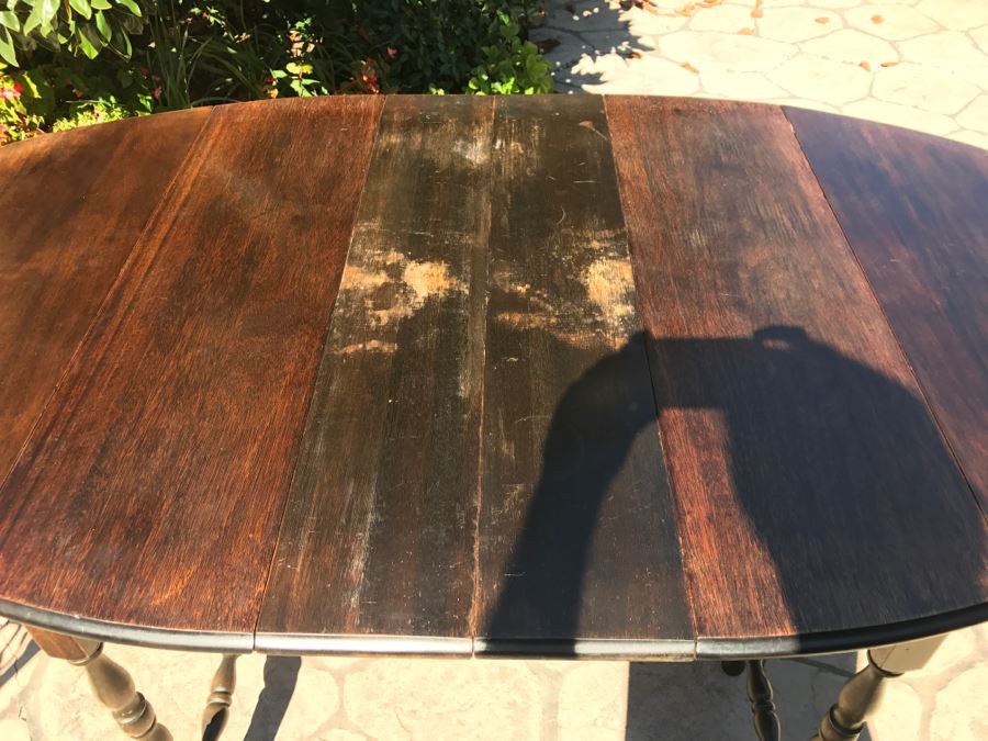 Vintage Gateleg Drop Leaf Farm Table With 2 Leaves [Photo 14]