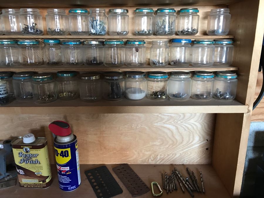 Workshop Lot With Jars Of Hardware, Nails And Various Supplies [Photo 6]