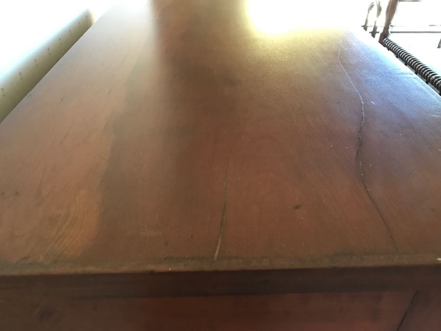 Stunning Antique Wooden Chest Of Drawers Dresser With Bowfront Top Drawer Framed By Round Side Supports [Photo 10]