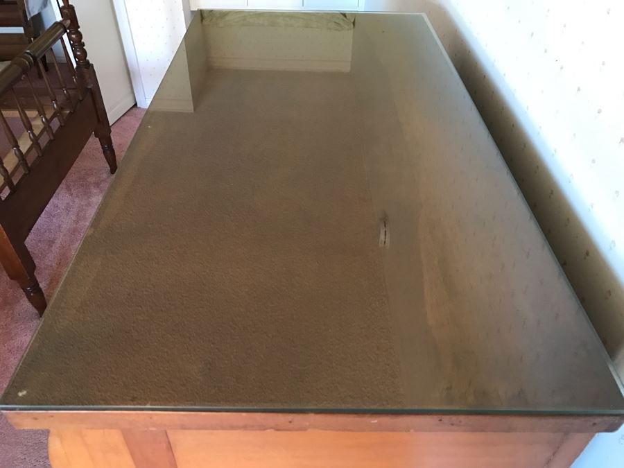 Stunning Antique Wooden Chest Of Drawers Dresser With Bowfront Top Drawer Framed By Round Side Supports [Photo 7]