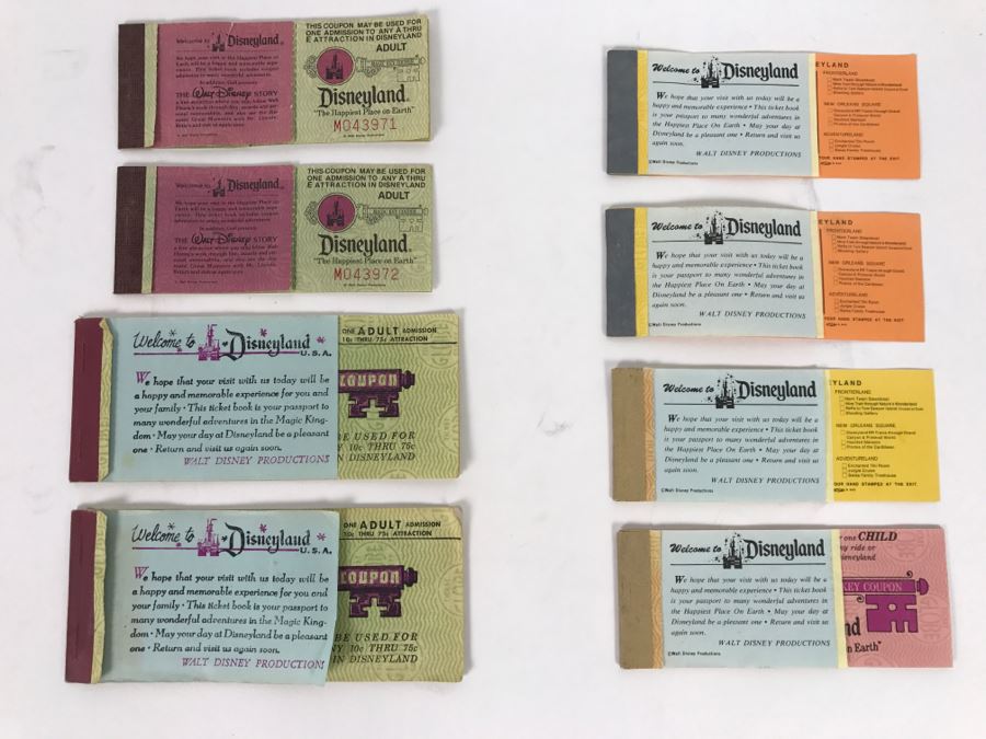 Lot Of Partially Used Vintage Disneyland Ticket Books