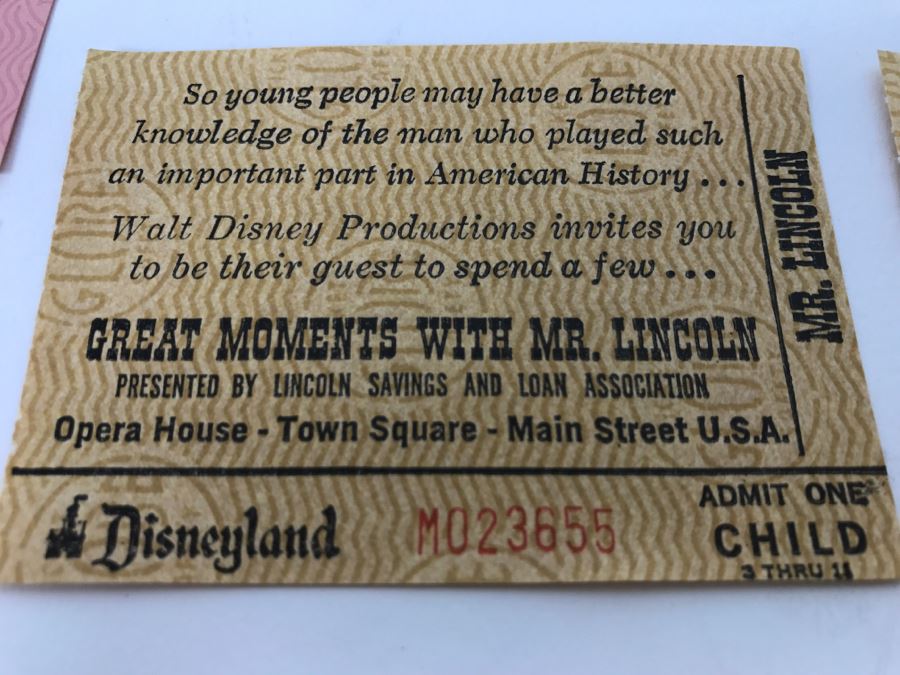Lot Of Various Unused Vintage Disneyland Tickets Including Great Moments With Mr. Lincoln [Photo 3]